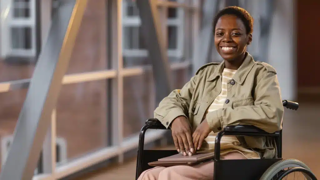 portrait smiley student wheelchair